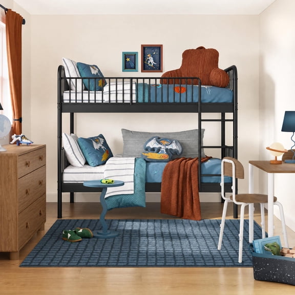 Mainstays Kids Metal Twin-over-Twin Bunk Bed, Black