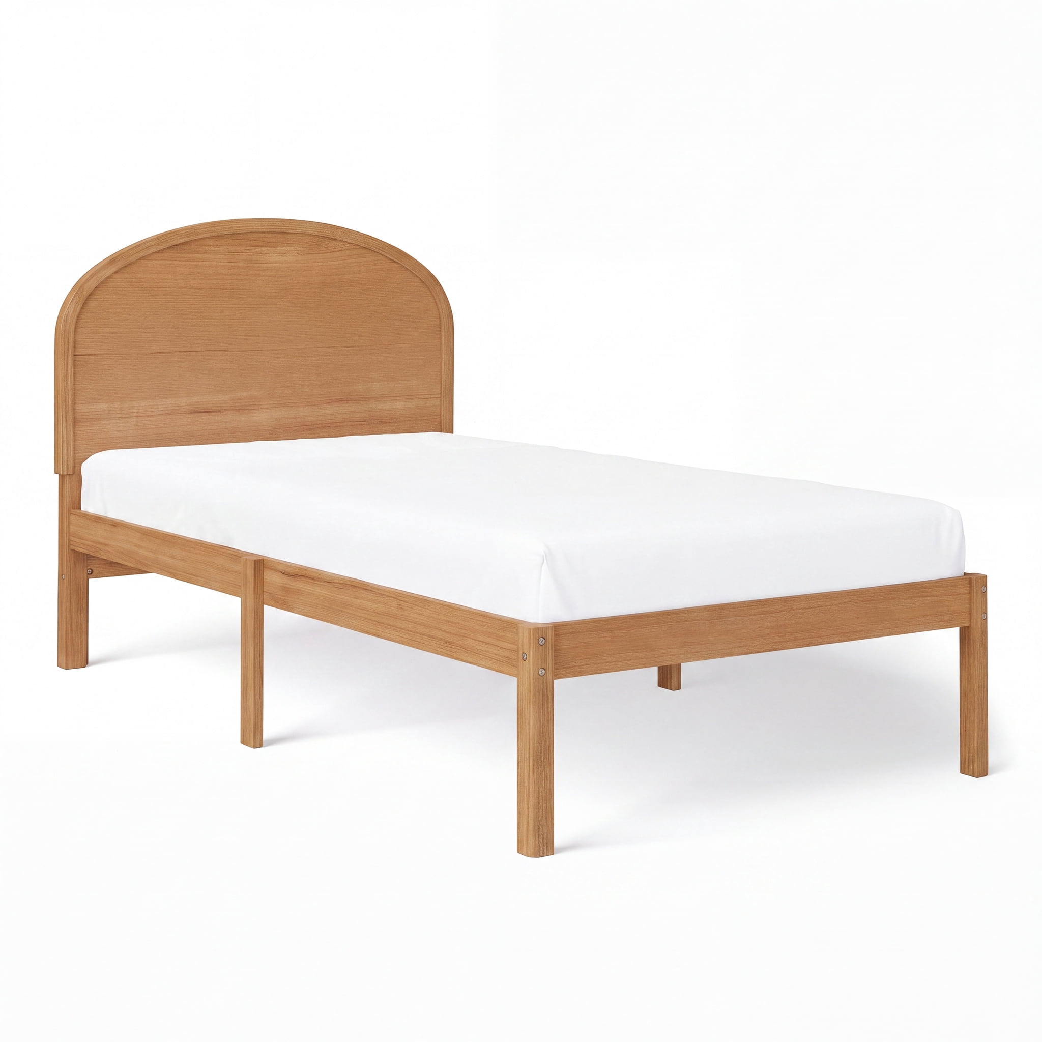 Mainstays Kids Twin Size Wood Platform Bed Frame, Natural Teak
