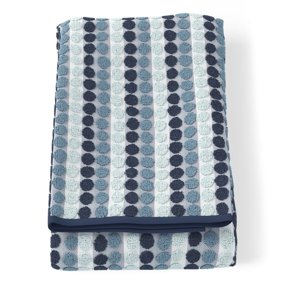 Mainstays Kids Cotton Jacquard Bath Towel, 27" x 52", Blue Dot