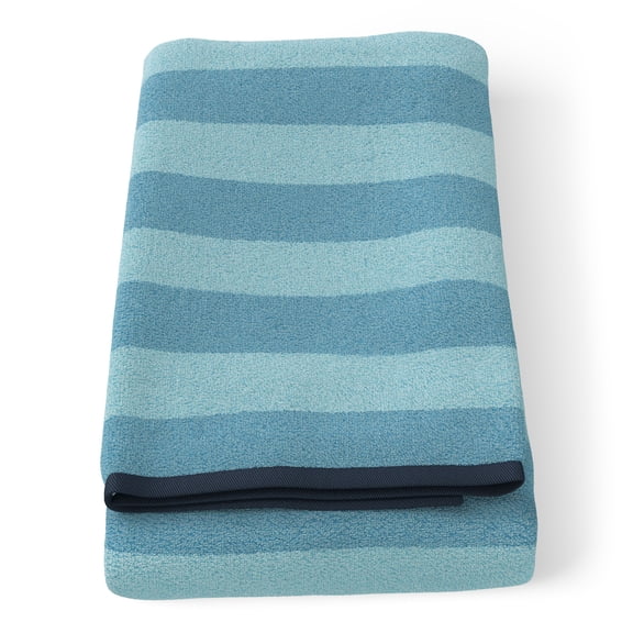 Mainstays Kids Cotton Jacquard Bath Towel, 27" x 52", Blue Stripe