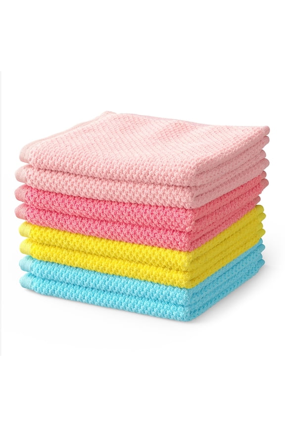 Cotton Washcloth Set, 12" x 12", Pink, 8 Pack