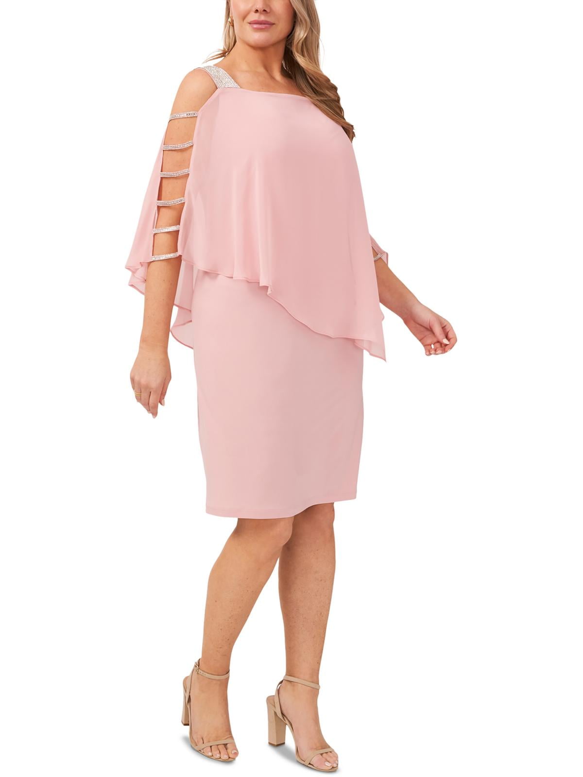msk plus-size embellished chiffon-overlay dress MSK Embellished/Sequin Plus Size Cocktail & Party Dresses