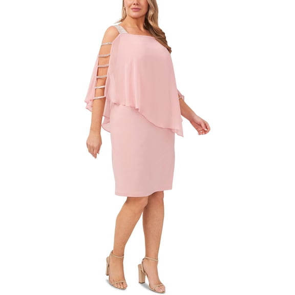 MSK Women Womens Plus Chiffon Embellished Cocktail Dress