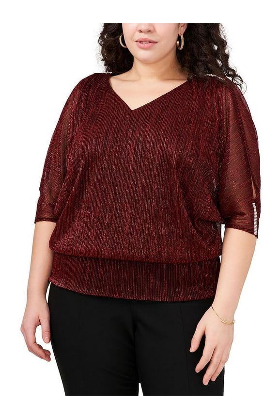 Women Womens Plus Metallic Embellished Blouse