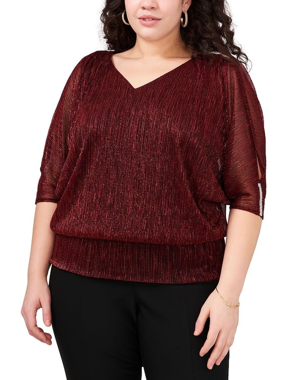 Women Womens Plus Metallic Embellished Blouse