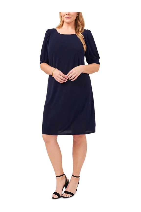 Women Womens Plus Puff Sleeve Knee-Length Sheath Dress