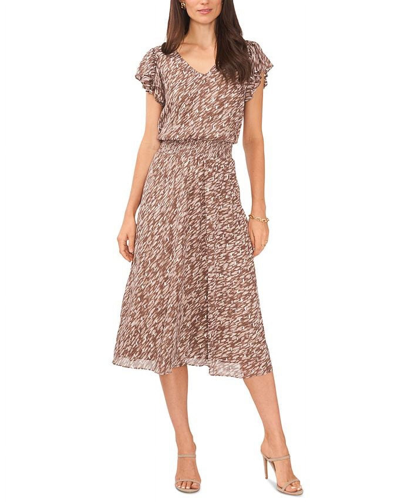 msk short sleeve floral midi fit + flare dress MSK Dress Womens S White Fit & Flare Maxi Hi-Low Floral Short Sleeve Lined