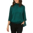 thumbnail image 1 of MSK Women's Smocked Blouson Top Green S B4HP, 1 of 4