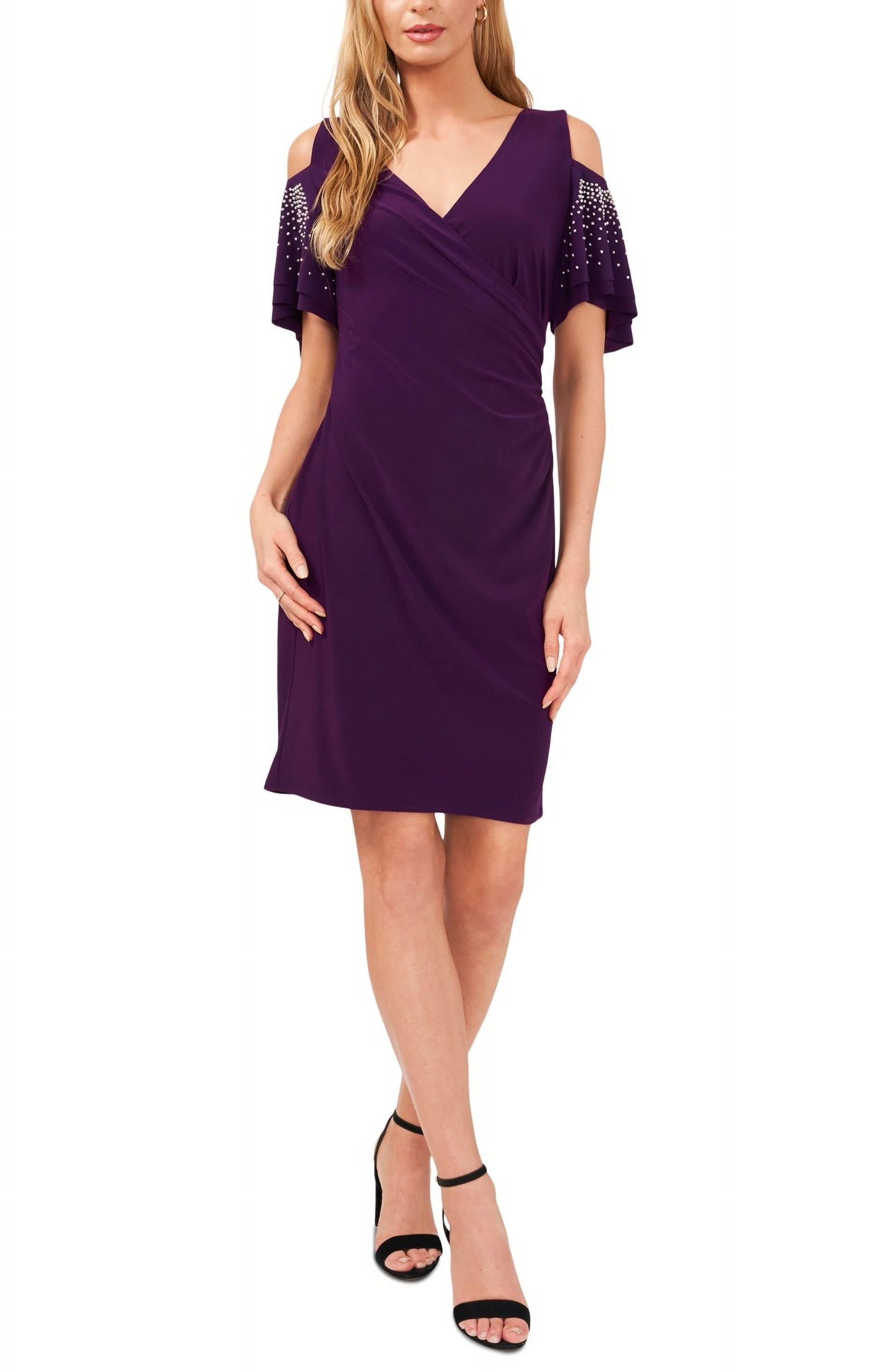 msk purple dress Msk Women's High Neck Tiered Smocked Waist Maxi Dress In Purple