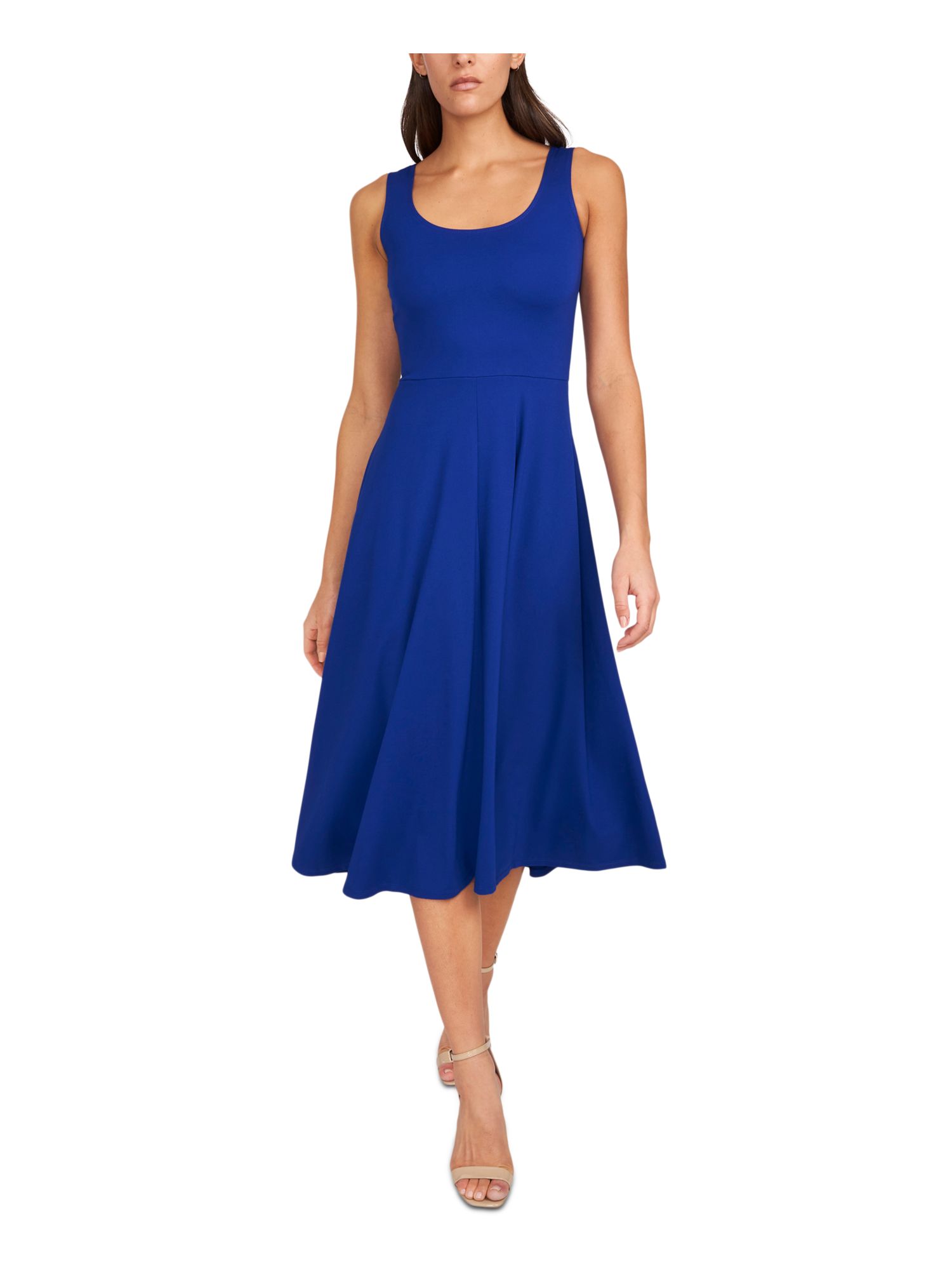Sleeveless Sheath Scoop Neck Floor-length Dress Dusty Blue