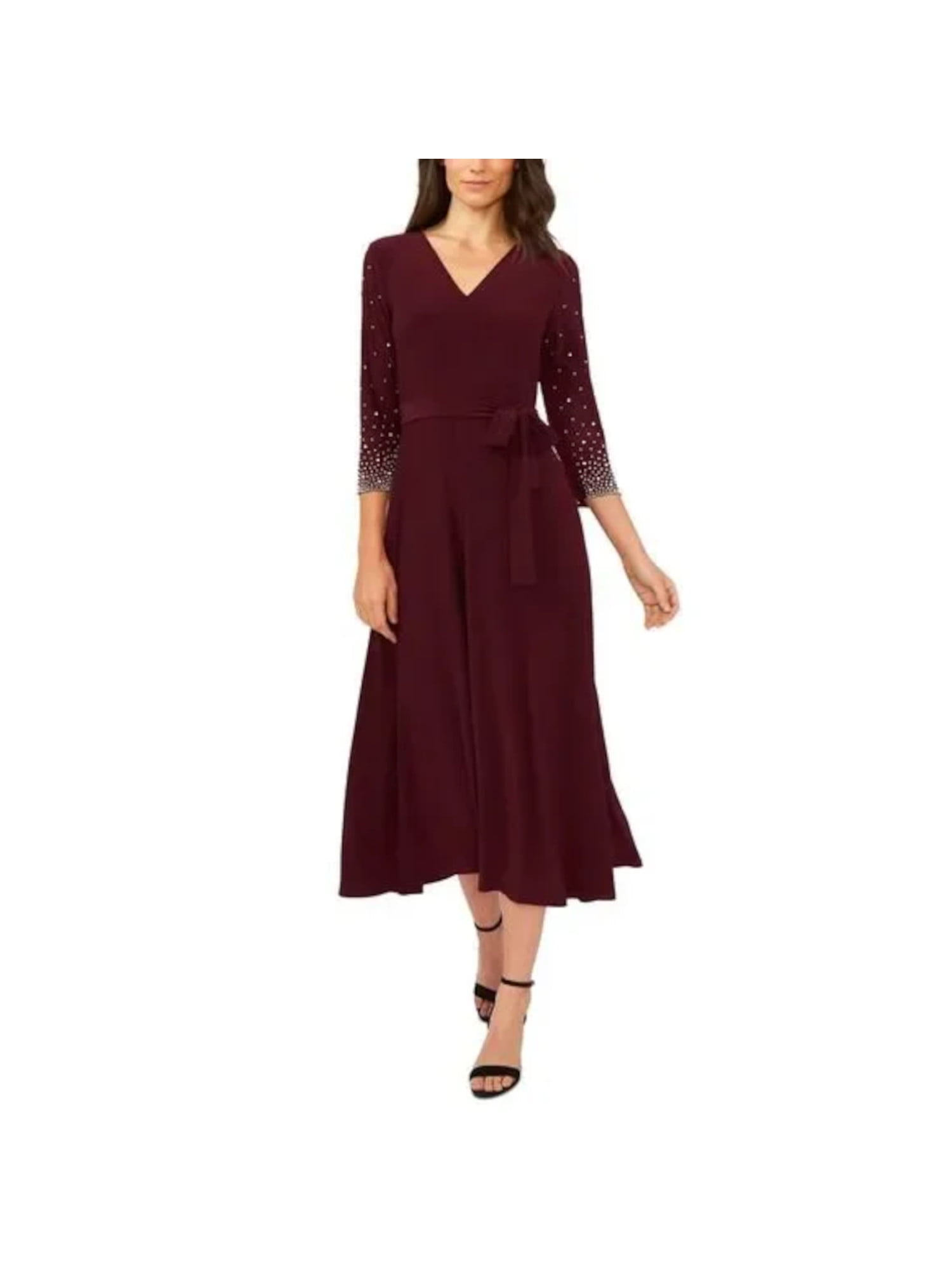 msk v neck beaded midi dress V-Neck Venetian Midi Dress - SMALL / BLUE main image 1
