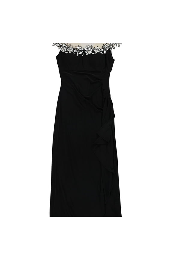 Womens Embellished Gown Dress, Black, Petite, 8P