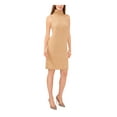 thumbnail image 1 of MSK Womens Beige Unlined Ribbed Trim Pullover Heather Sleeveless Turtle Neck Above The Knee Party Sweater Dress L, 1 of 1