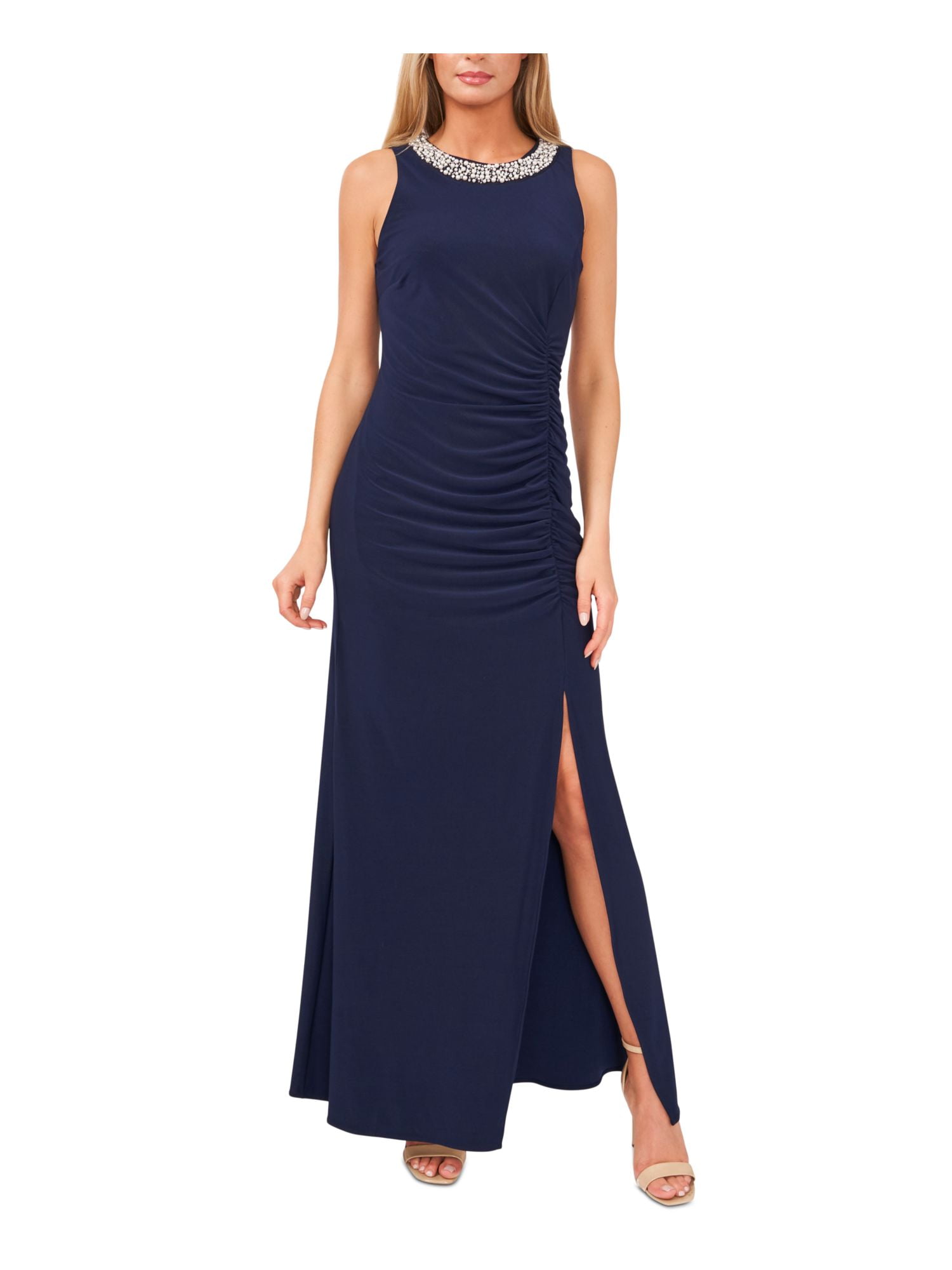 MSK Womens Evening Dress, Navy Stretch Embellished, Sleeveless, Round Neck,  Full-Length Gown, Size 6 - Walmart.com