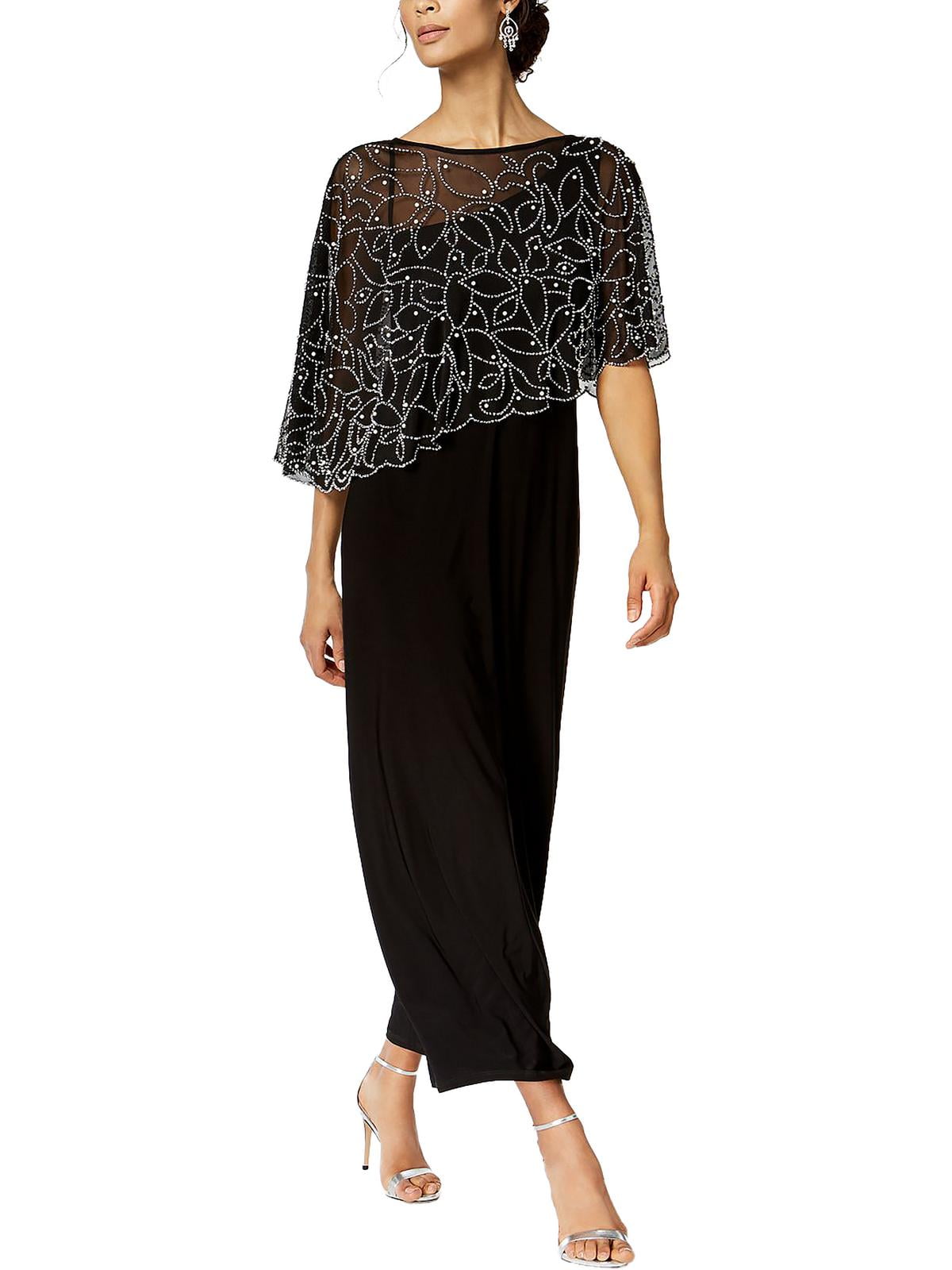 MSK Womens Petites Beaded Long Evening Dress