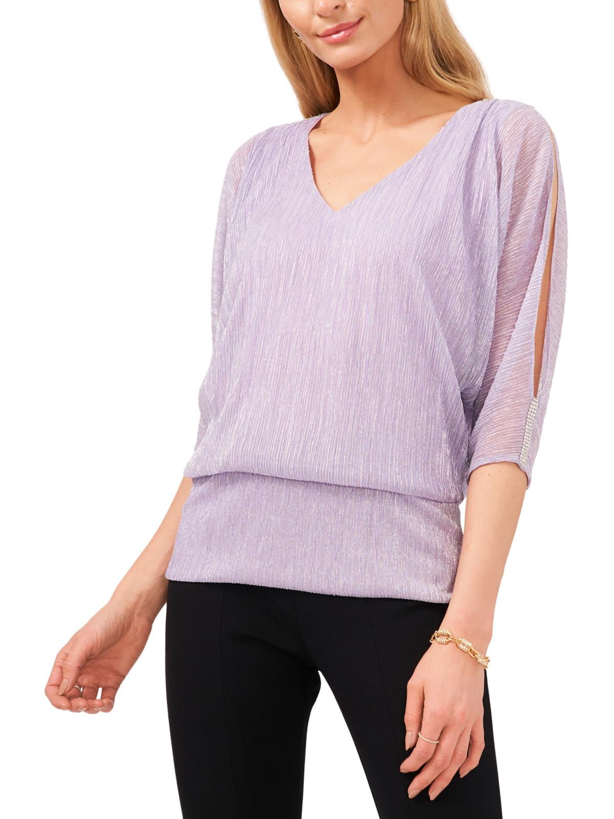 MSK Womens Petites Metallic Cold Shoulder Blouse - Walmart.com