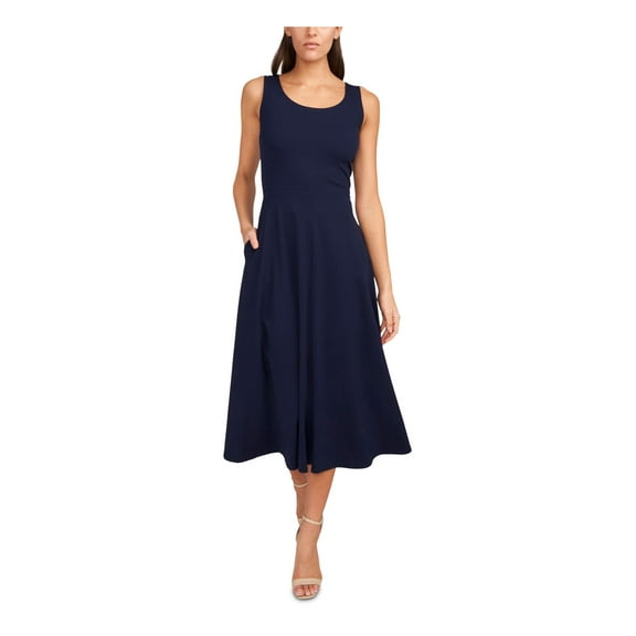 MSK Womens Petites Sleeveless Midi Fit & Flare Dress