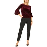 PISARRO NIGHTS MSK Womens Petites Velvet Bell Sleeve Blouse