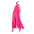 thumbnail image 1 of MSK Womens Pink Ruched Zippered Sheer Tie At Back Neckline Sleeveless Halter Evening Jumpsuit S, 1 of 2
