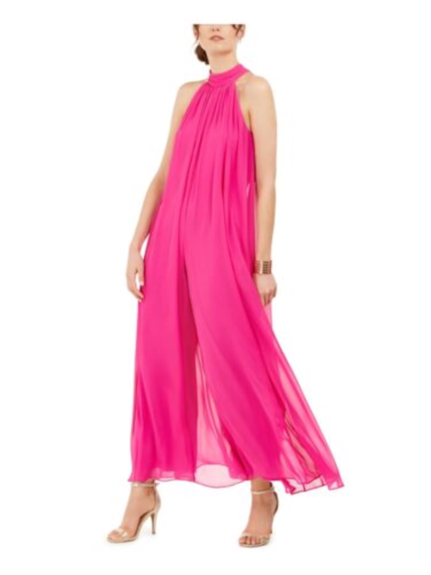 MSK Womens Pink Halter Sleeveless Party Jumpsuit, XL, Wide Leg, Tie Back  Neck - Walmart.com