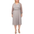 thumbnail image 1 of MSK Womens Plus Metallic Midi Cocktail and Party Dress, 1 of 2