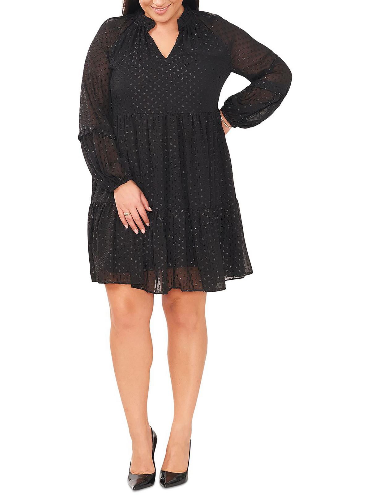 MSK Womens Plus Textured Knee-Length Shift Dress