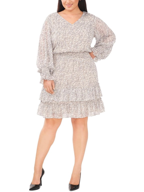 Plus Size Women's Multicolor Smocked-Waist V-Neck Dress 3XL NWT