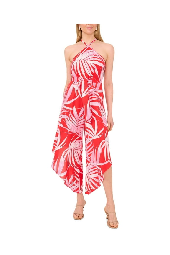 MSK Womens Printed Tie-Front Hare Poppy Red XL