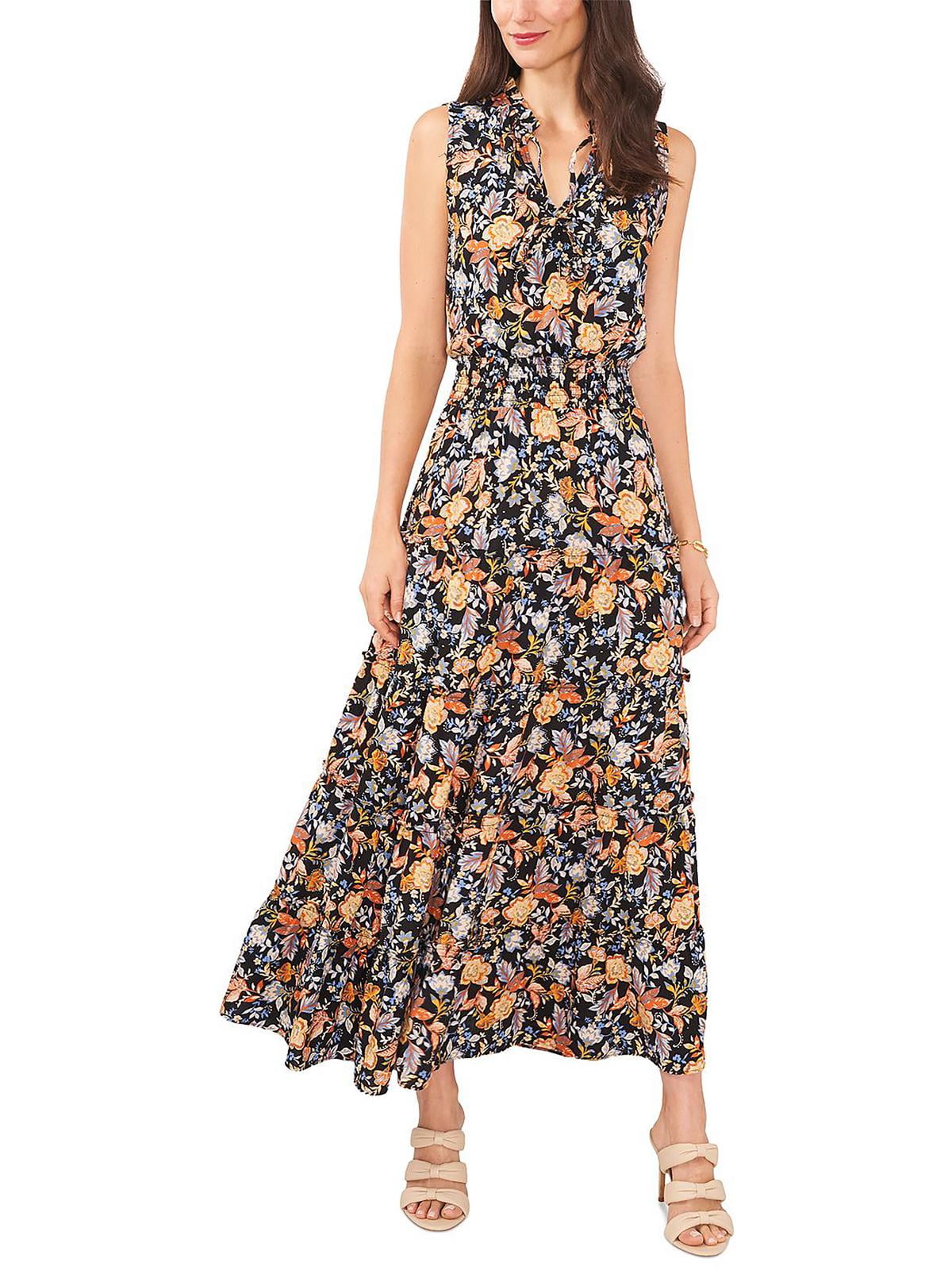 MSK Women's Floral Print Smocked Waist Tiered Maxi Dress Black Size X-Large - Walmart.com MSK Women's Floral Print Smocked Waist Tiered Maxi Dress Black Size X-Large - Walmart.com