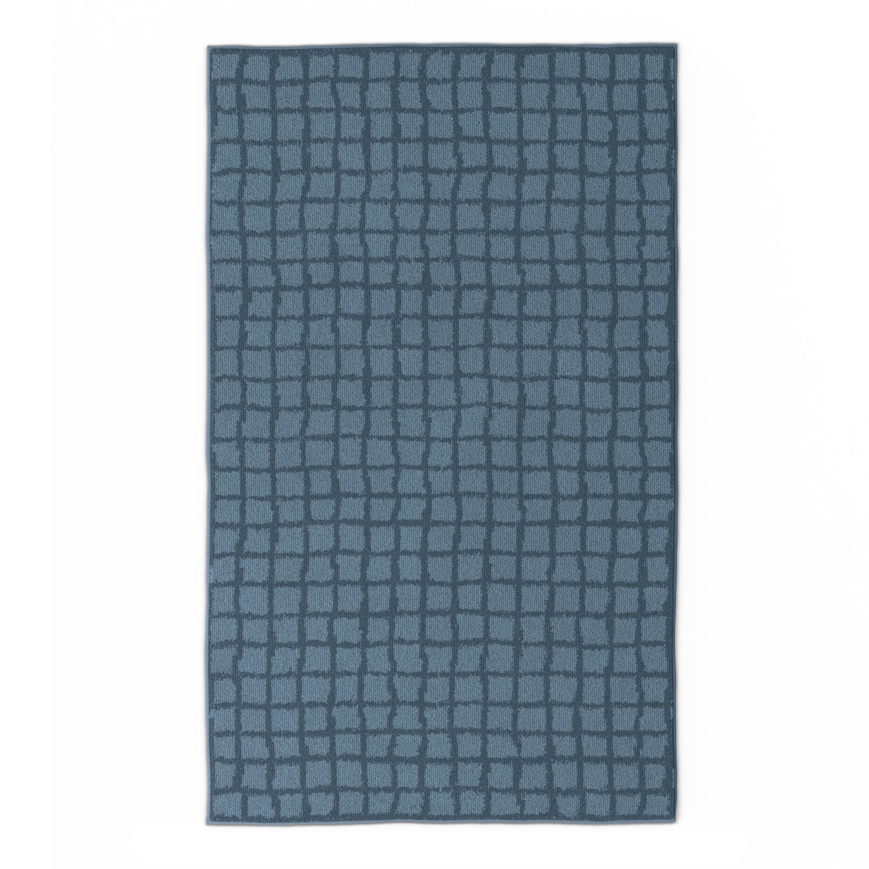 Mainstays Kids Tufted Blue Grid Washable Area Rug, 3' x 5'