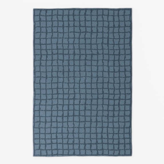 Mainstays Kids Tufted Blue Grid Washable Area Rug, 4' x 6'