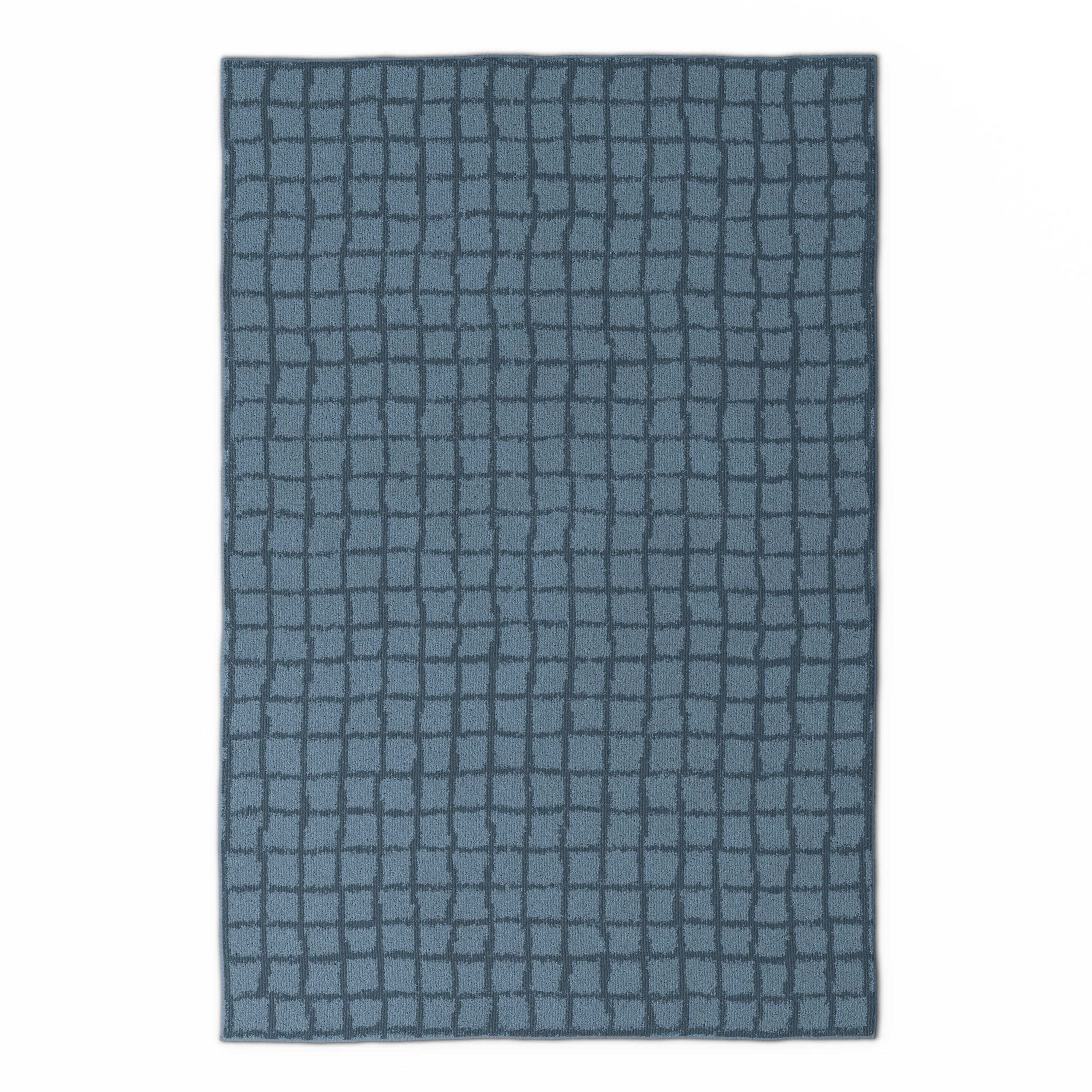 Mainstays Kids Tufted Blue Grid Washable Area Rug, 4 ft x 6 ft