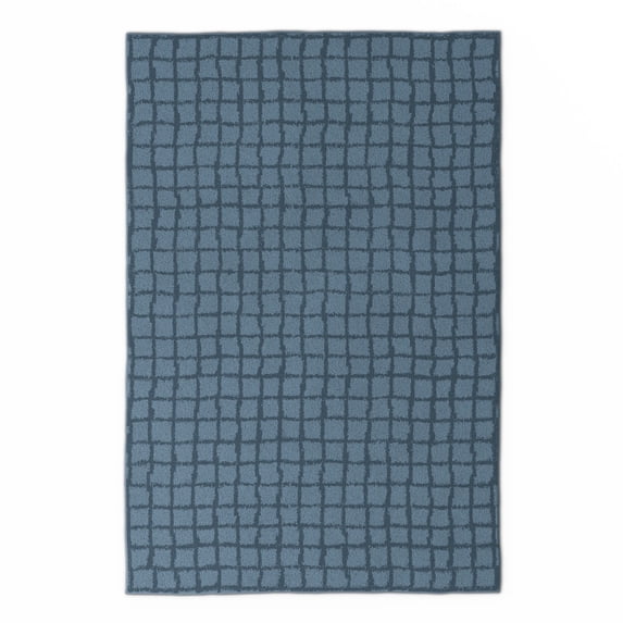 Mainstays Kids Tufted Blue Grid Washable Area Rug, 4' x 6'
