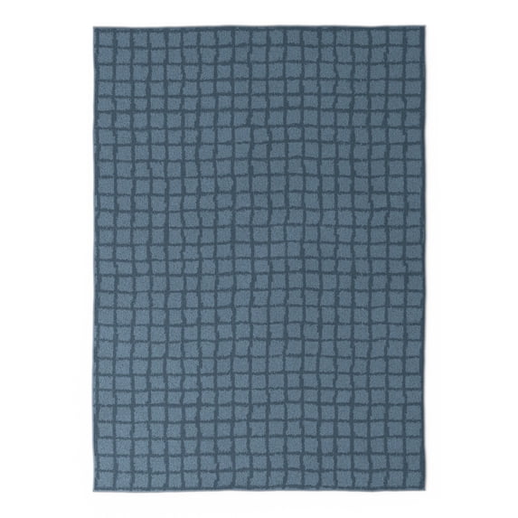 Mainstays Kids Tufted Blue Grid Washable Area Rug, 5' x 7'