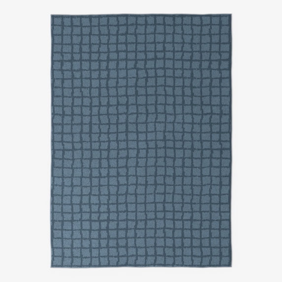 Mainstays Kids Tufted Blue Grid Washable Area Rug, 5' x 7'
