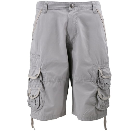 MSLM Men's Relaxed Fit Multi Pocket Cotton Casual Military Cargo Shorts (Gray, 34)