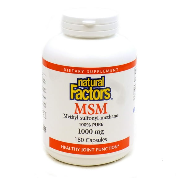 Natural Factors MSM, Supports Healthy Joints, Hair, Skin and Nails, 180 Capsules