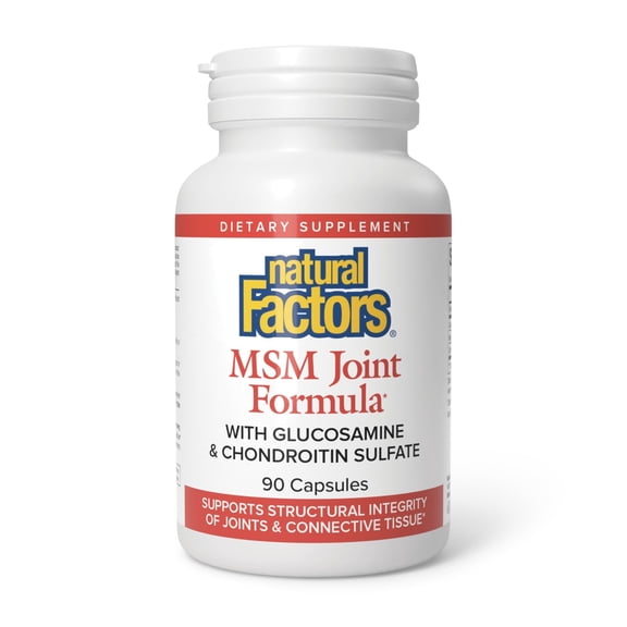 Natural Factors MSM Joint Formula, Supports Healthy Joints, Muscle and Cartilage with Glucosamine and Chondroitin Sulfate, 90 Capsules