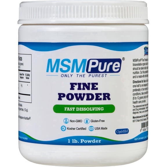 Kala Health MSM Pure Powder (OptiMSM) Fast Dissolving Fine Crystals (1- Lbs Container)