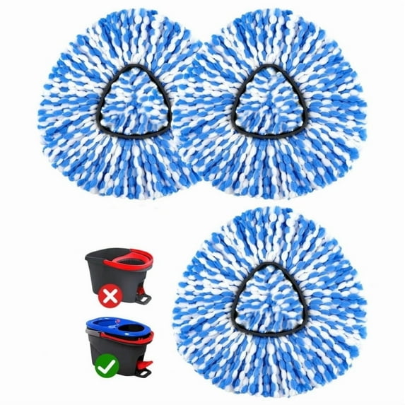 2-Tank System Spin Mop Replacement Head, 3 Pack Mop Head Replacement Compatible RinseClean System, Microfiber, Machine Washable, Easy to Replace and Deep Cleaning