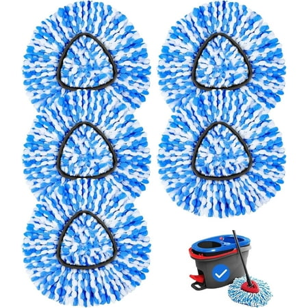 MSOEIA Replacement Mop Heads ONLY for Rinse 2 Tank System - Microfiber, 5 Pack, No Bucket Included