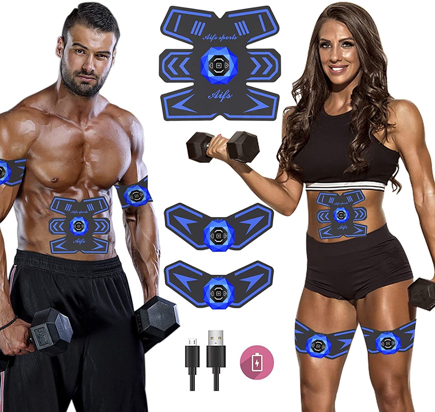 MSOutGone 8 Modes Muscle Stimulator Electric Abdominal Toning Belt for Men and Women with USB Cable