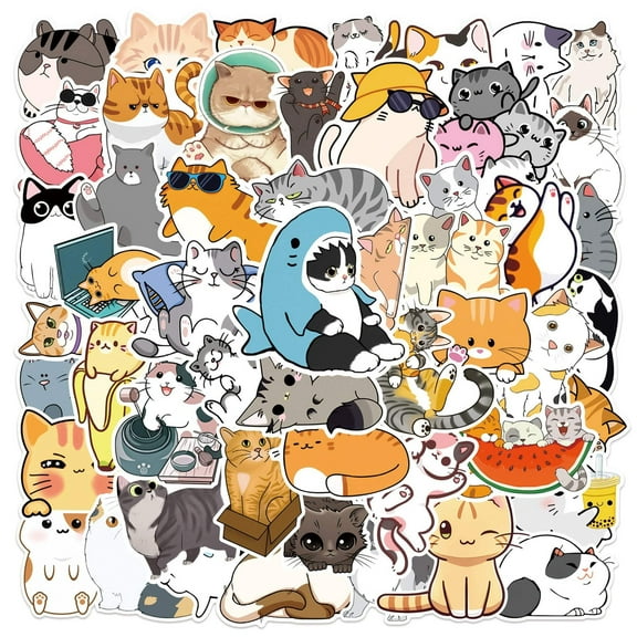 MSPC Cat Stickers Non-Toxic Vinyl Stickers, 50 Count