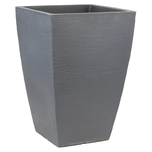 MSQT23SL Square Garden Planter 23 Inch - Modern Outdoor Indoor Plant Pots Slate Lightweight Durable Plastic with UV Protection & 10 Year Warranty