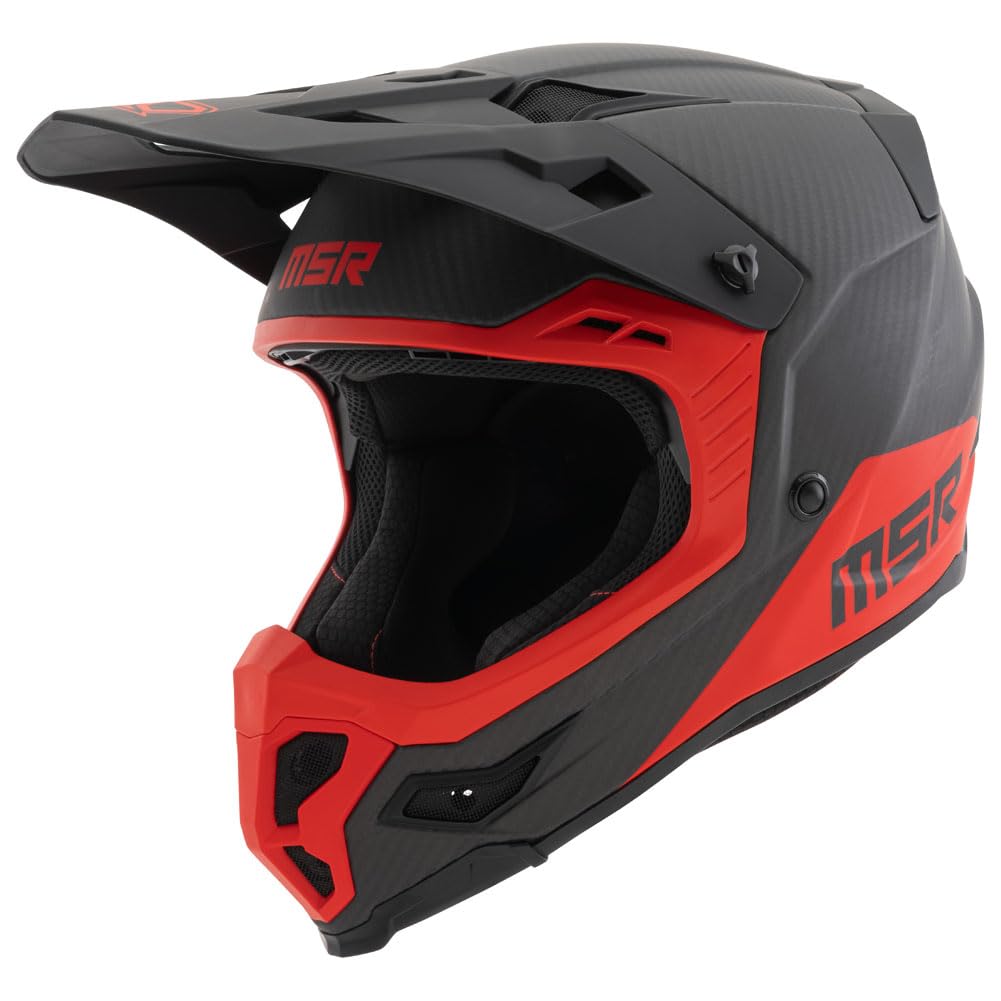 Casco MSR Carbon Hex para Motocross y Moto de Cross con MIPS, Talla Mediana, Negro Mate/Rojo