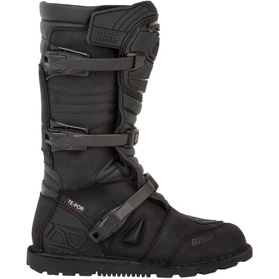 MSR Waterproof Adventure Motorcycle Boots Mens Black Full-Grain Leather Riding Boots with Te-Por Waterproof Membrane, Injection-Molded Protection, Steel Shank & Anti-Slip Rubber Sole Size 13
