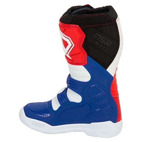 MSR Youth M3X Motocross Boots (3, Red/White/Blue) Dirt Bike Motorcycle Motocross