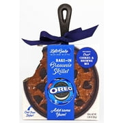 Let's Bake Chocolate Brownie Mix with Oreo Treats Includes Dry Brownie Mix and Oreo Cookies and a Reusable Personal Cast Iron Skillet by MSRF, Inc.