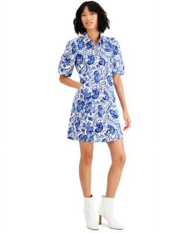 charter club shirt dress MSRP $100 Printed Puff-Sleeve Shirtdress Size Medium Black Shift Dresses | Style:D3040-3242 100 linen shapely silhouette. Size:4-6