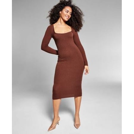 MSRP $100 Jeannie Mai X Inc Selena Ribbed Bodycon Dress Brown Size 2XL